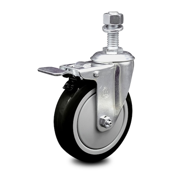 Service Caster 5 Inch Black Polyurethane Swivel 12mm Stem Caster with Total Lock Brake SCC SCC-TSTTL20S514-PPUB-BLK-M1215 - main